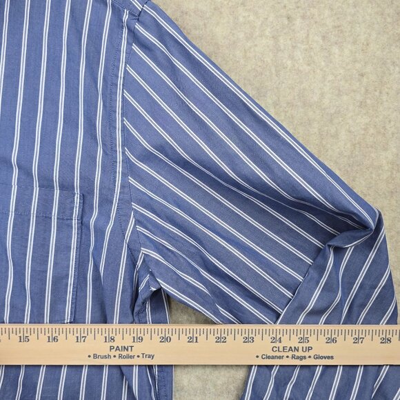 Abercrombie & Fitch Blue White Striped Long-Sleeve Button-Down Shirt Muscle Fit - Picture 5 of 6